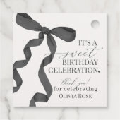 Zwart Coquette Bow Meisje Verjaardagsfeest Bedankjes Labels (Achterkant)