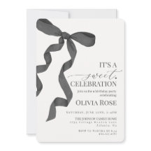 Zwart Coquette Bow Meisje Verjaardagsfeest Uitnodi