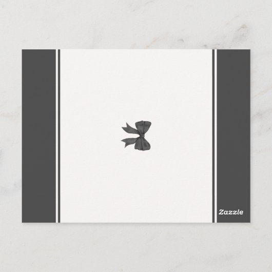 Zwart Coquette Bow Meisje Verjaardagsfeest Uitnodi Briefkaart (Achterkant)
