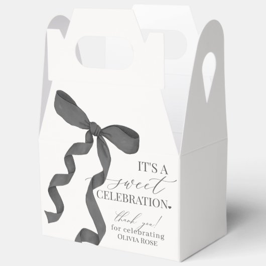 Zwart Coquette Bow Meisje Verjaardagsfeestgeschenk Bedankdoosjes (Open)