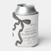 Zwart Coquette Bow Meisje Verjaardagsfeestgunsten Blikjeskoeler (Blikje Voorkant)