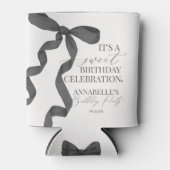 Zwart Coquette Bow Meisje Verjaardagsfeestgunsten Blikjeskoeler (Voorkant)