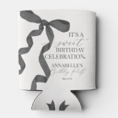 Zwart Coquette Bow Meisje Verjaardagsfeestgunsten Blikjeskoeler (Achterkant)