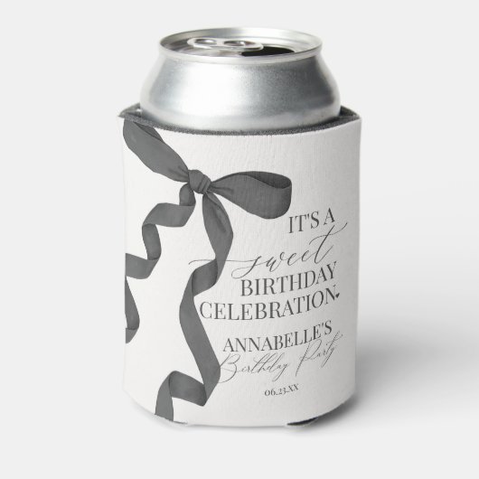 Zwart Coquette Bow Meisje Verjaardagsfeestgunsten Blikjeskoeler (Blikje Achterkant)