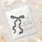 Zwart Coquette Bow Meisje Verjaardagsfeestje Desse Bedankzakje (Geknipt)