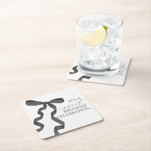 Zwart Coquette Bow Verjaardagsfeestje Papier Onder Kartonnen Onderzetters (Insitu)