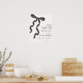 Zwart Coquette Bow Vrijgezellenfeest Welkomstbord Poster (Keuken)