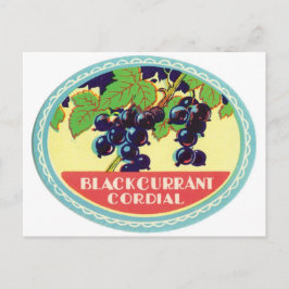 Zwart cordiaal donkerbessen  label briefkaart