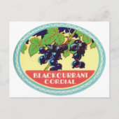 Zwart cordiaal donkerbessen  label briefkaart (Voorkant)