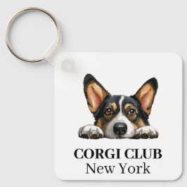 Zwart Corgi Custom Club Thema sleutelhanger