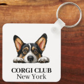 Zwart Corgi Custom Club Thema sleutelhanger (Achterkant)