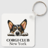 Zwart Corgi Custom Club Thema sleutelhanger (Achterkant)