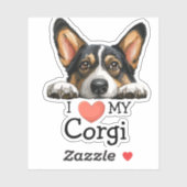 Zwart Corgi hart thema Sticker (Vel)