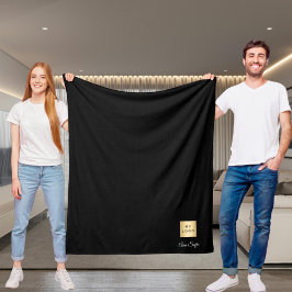 Zwart corporate logo aangepaste bedrijfsnaam scrip fleece deken