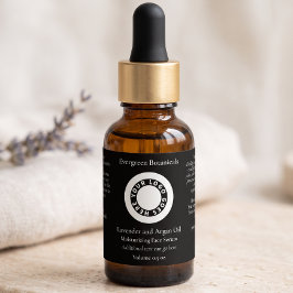Zwart cosmeticadrinkerfleslabel met logo etiket