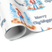 Zwart Cowboy Cowgirl Winter Scène Vrolijk Kerstfee Cadeaupapier (Rol Hoek)