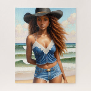Zwart Cowgirl Koper Hair Beach Legpuzzel