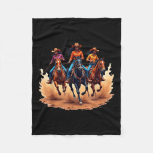 Zwart Cowgirl Western Rodeo Melanin Zwart Geschied Fleece Deken