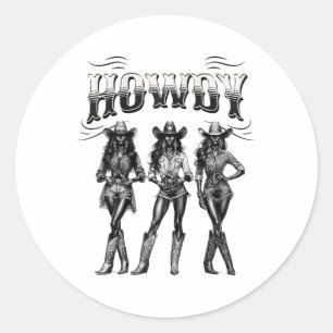 Zwart Cowgirl Western Rodeo Melanin Zwart Geschied Ronde Sticker