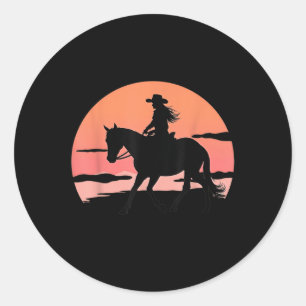 Zwart Cowgirl Western Rodeo Melanin Zwart Geschied Ronde Sticker