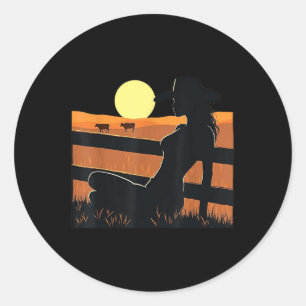 Zwart Cowgirl Western Rodeo Melanin Zwart Geschied Ronde Sticker