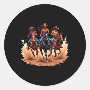 Zwart Cowgirl Western Rodeo Melanin Zwart Geschied Ronde Sticker