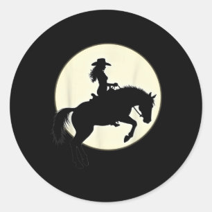Zwart Cowgirl Western Rodeo Melanin Zwart Geschied Ronde Sticker