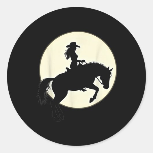 Zwart Cowgirl Western Rodeo Melanin Zwart Geschied Ronde Sticker (Voorkant)