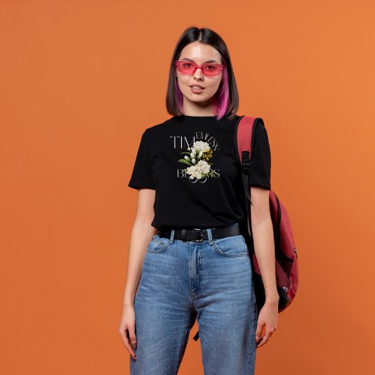 Zwart & Cream Bloemen Tijdloos Blooms T-shirt