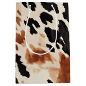 Zwart Cream Bruin Koeienhuid Bruiloft Medium Cadeauzakje (Voorkant)