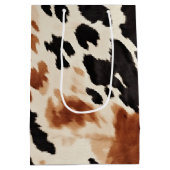 Zwart Cream Bruin Koeienhuid Bruiloft Medium Cadeauzakje (Achterkant)