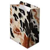 Zwart Cream Bruin Koeienhuid Bruiloft Medium Cadeauzakje (Achterkant Gekanteld)