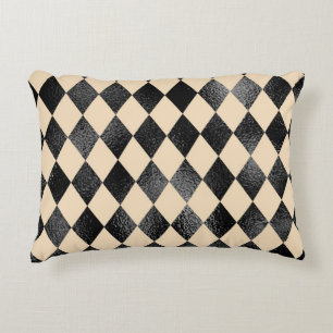 Zwart & Cream Diamant Patroon Whimsical Decoratief Kussen
