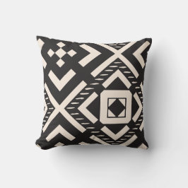 Zwart Cream Geometric Abstract Square Sierkussen