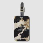 Zwart Cream Gold Western Koeienhuid Bagagelabel (Voorkant (verticaal))