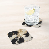 Zwart Cream Gold Western Koeienhuid Kartonnen Onderzetters (Insitu)