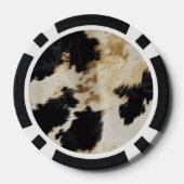 Zwart Cream Gold Western Koeienhuid Poker Chips (Achterkant)