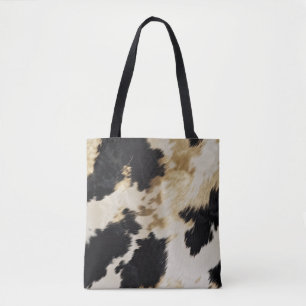 Zwart Cream Gold Western Koeienhuid Tote Bag