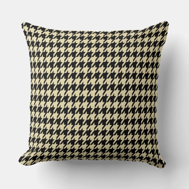 Zwart & Cream Houndstooth geometrisch patroon Kussen (Voorkant)
