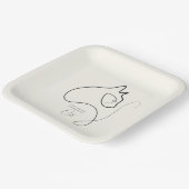 Zwart & Cream Minimalistische Kat Papieren Bordje (Gebogen)