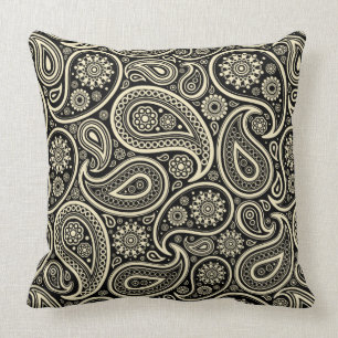 Zwart & Cream  Paisley Geometrisch Patroon Kussen