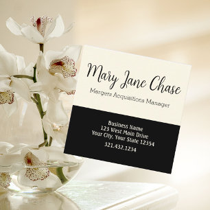 Zwart Cream Simplistic Modern Square Visitekaartje