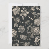 Zwart & Cream  Toile Bloemenbruiloft Kaart (Achterkant)