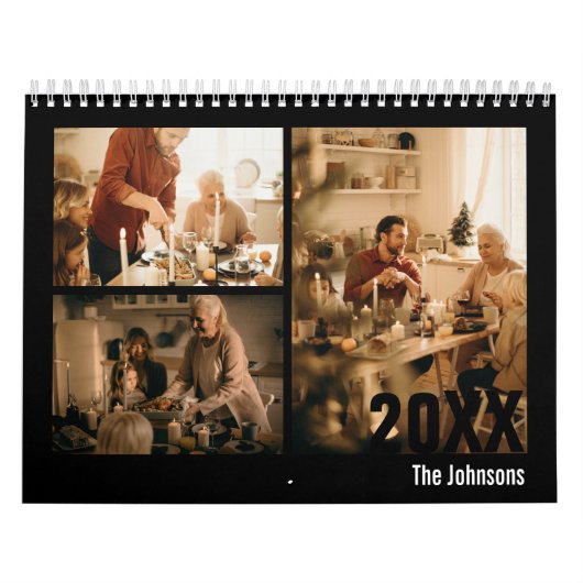 Zwart Creëer Uw eigen familie fotokalender Kalender (Hoes)