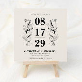  Zwart & Crème Botanische Elegante Huwelijk Save The Date