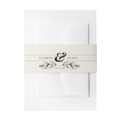 Zwart & Crème Botanische Elegante Huwelijk Uitnodigingen Wikkel (Voorkant Voorbeeld)