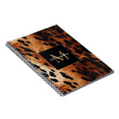 Zwart Crème Bruin Koeienhuid Goud Monogram Notitieboek (Rechterzijde)