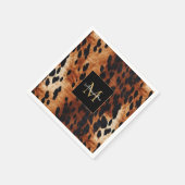 Zwart Crème Bruin Koeienhuid Goud Monogram Servet (Hoek)