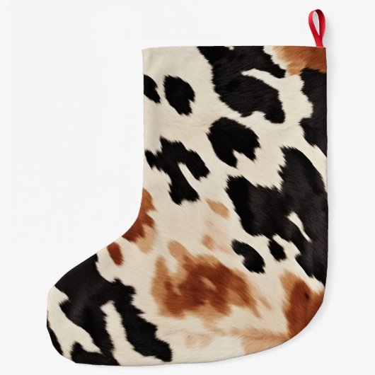 Zwart crème bruin Koeienhuid Grote Kerstsok (Achterkant)