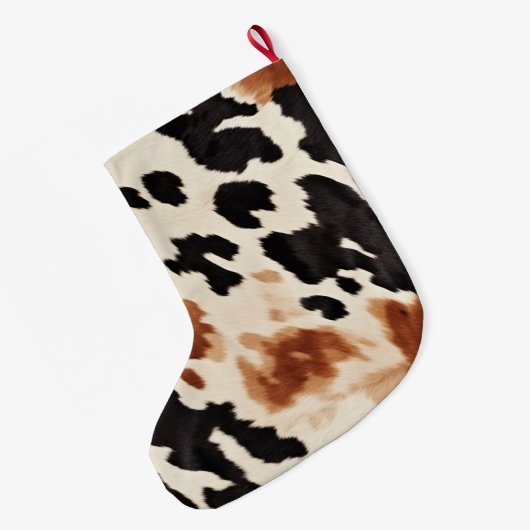 Zwart crème bruin Koeienhuid Grote Kerstsok (Achterkant (Hangend))